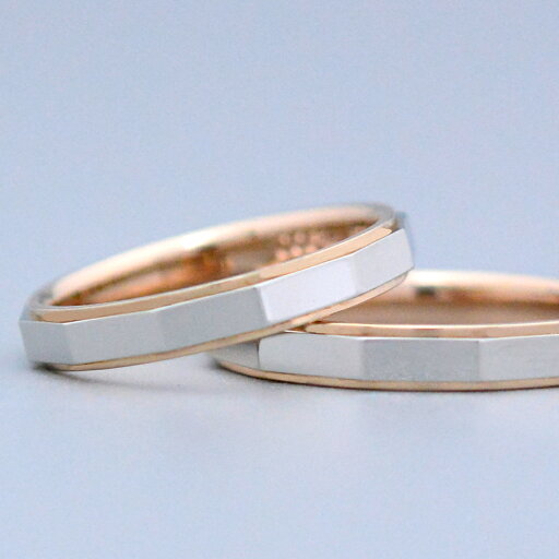 トゥエルブファセットコンビペアリング pt900 K18PGプラチナandピンクゴールドマッジリング 結婚指輪2本製作 トゥエルブファセットコンビペアリング pt900 K18PGプラチナandピンクゴールドマッジリング 結婚指輪2本製作