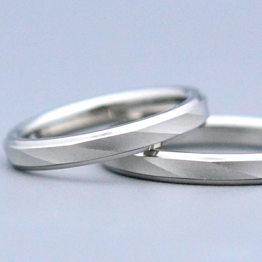 ダイアカットペアリングpt950プラチナ菱形カット鍛造製 2本製作マリッジリング 結婚指輪マリッジリング..