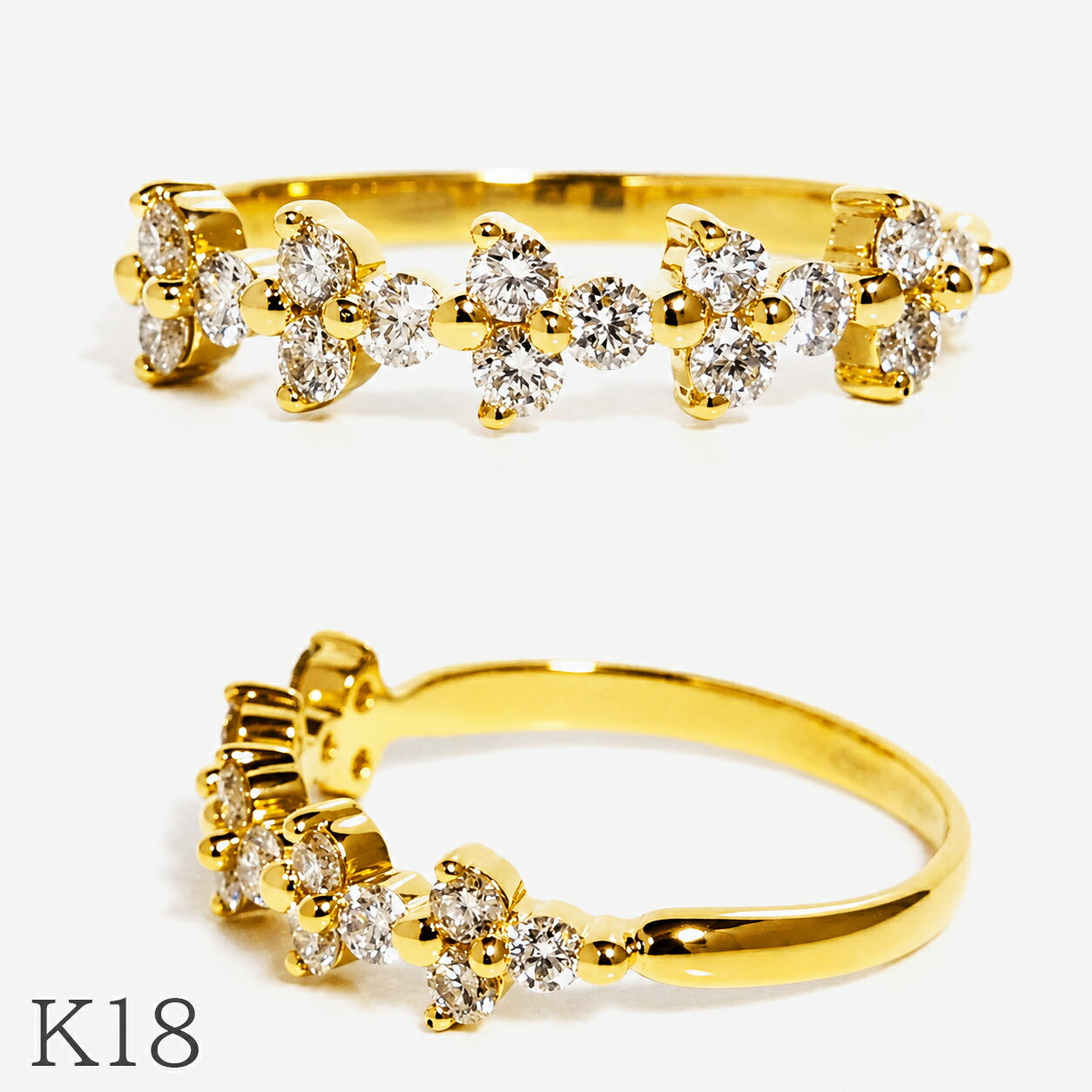 Peridot - K18 PT950 ダイヤモンド リング 0.50ct トリリアント セット アシンメトリー 三角 モチーフ 指輪