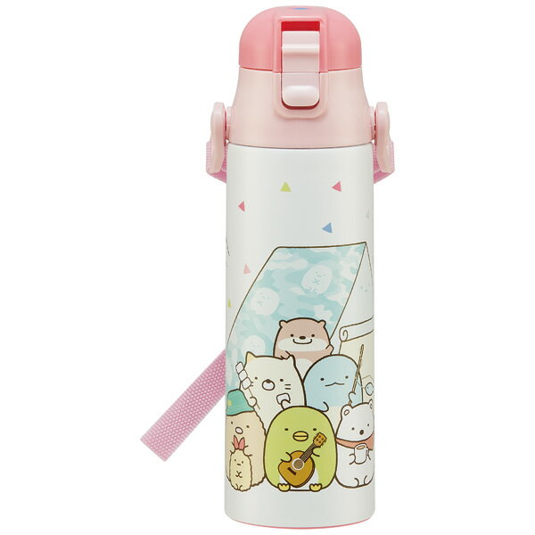 【P10倍23日20：00〜】キャップを替えて使い方2通り2WAYステンレスボトル[570-580ml]●すみっコぐらし かわうそとすみっコキャンプ●//水筒 保冷 保温 使い分け キッズ ジュニア 子供用 ステンレス すいとう かわいい すみっこぐらし ス