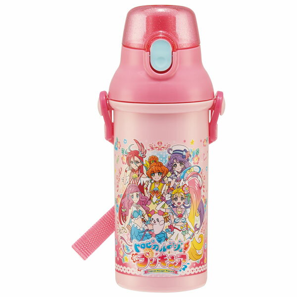 抗菌食洗機対応直飲みワンタッチボトル[480ml]●トロピカル〜ジュ!プリキュア●//銀イオン Ag＋ 子供 すいとう 子ども キッズ 子供用水筒 プラスチック製 軽量 日本製 人気 キャラクター トロプリ//