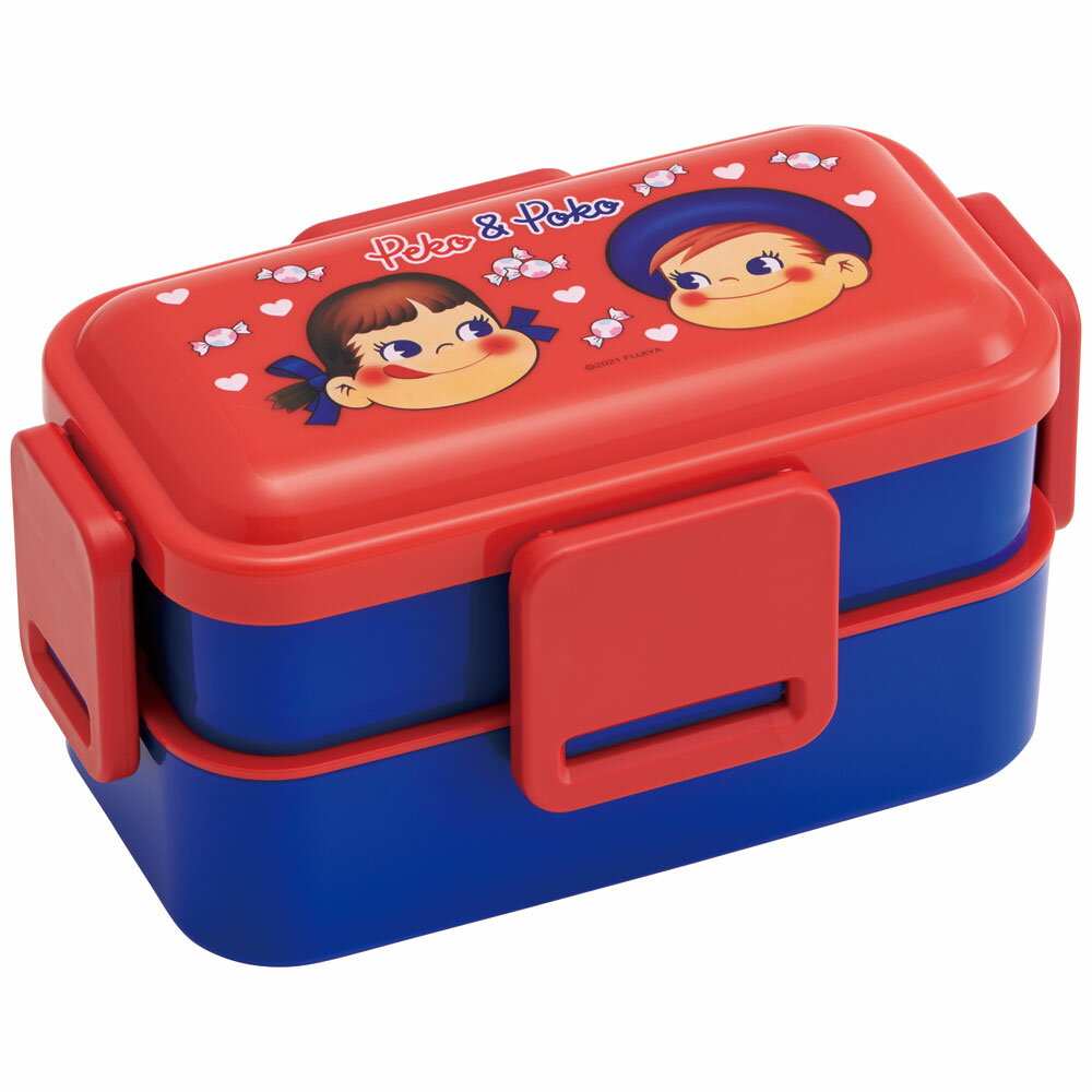 【4日〜P10倍】弁当箱 大人 子供 二段 仕切り 食洗機 レンジ 対応 小学生 600ml かわいい スケーター PFLW4AG 抗菌【レディース 4点ロック お弁当箱 ドーム型 子ども キッズ 漏れないペコちゃん ぺこちゃん peko 女の子 女子 女児】のサムネイル