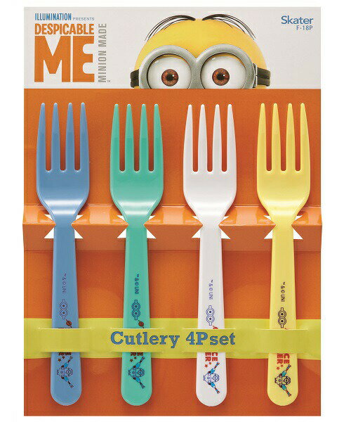 【在庫処分価格】スケーター フォーク4Pセット●ミニオン●//ランチグッズ 運動会 行楽 ピクニック お花見 パーティ アウトドア お出かけ ミニオンズ//のサムネイル