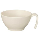 木目食器シリーズ 木目持ちやすい汁碗 ハンドル付340ml クリーム 白色 お碗 茶碗 味噌汁椀 プラスチック 軽い 丈夫 電子レンジ対応 【食洗機対応 木目調 サポート 取っ手付き スープボウル 介護 介助 補助 スケーター】