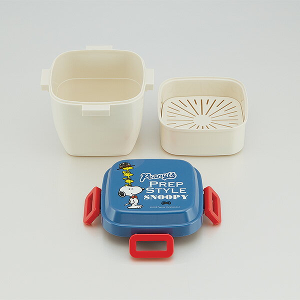 4点ロックサラダランチボックスL[総容量850ml]●スヌーピー　プレッピースタイル●//ランチボックス お弁当箱 弁当箱 運動会 行楽 お出かけ 通勤 通学 ランチ カフェ丼ランチ サラダ スノコ付き SNOOPY