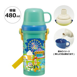 水筒 キッズ ワンタッチ プラスチック 直飲み コップ 2WAY ボトル 480ml 約500ml スケーター PSB5KD【トイストーリー 23年 トイ・ストーリー 男の子 女の子 キャラクター 子供 かわいい ワンプッシュ ダイレクト 軽量 軽い】