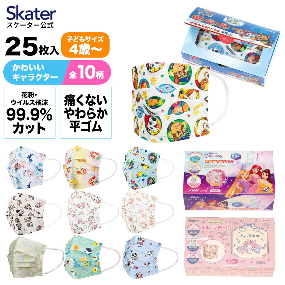 [4日～11日P15倍]不織布 マスク プリーツ マスク 25枚入り キャラクター 子供 不織布マスク skater スケーター MSKP2…