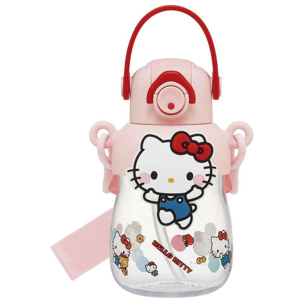 [12月3日〜11日 P10倍]ラバー マスコット付き ストロー ボトル 水筒 650ml ショルダーベルト付き 子供 ..