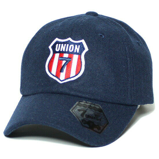 7UNION 7ユニオン Red White Stripes Bent Brim Cap キャップ ボールキャップ 帽子 ネイビー