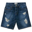 ナインルーラーズ NINE RULAZ LINE Crushed Denim Shorts デニムショーツ ショートパンツ インディゴ NRSS16-027