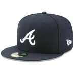 全品ポイント2倍 正規取扱店 ニューエラ キャップ 送料無料 メンズ レディース NEW ERA 59FIFTY MLBオンフィールド アトランタ・ブレーブス ロード ニューエラキャップ 帽子 吸汗速乾性 紫外線防御 おしゃれ プレゼント ネイビー 55.8cm～63.5cm 13555019