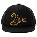 正規取扱店 アップルバム コラボレーション 送料無料 APPLEBUM 2PAC Fire Logo Mesh Cap メッシュキャップ 帽子 メンズ レディース ブラック 頭周り約50cm～60cm TS2310901