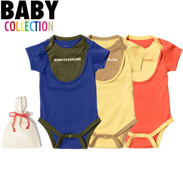 ノースフェイス ベビー ショートスリーブロンパースアンド2Pビブ THE NORTH FACE Baby S/S Rompers&2P Bib 半袖ロンパースとスタイ2点セット オーガニックコットン 吸汗速乾性 男の子 女の子 出産祝い 3色 80サイズ NTB12354 送料無料 正規取扱店のサムネイル