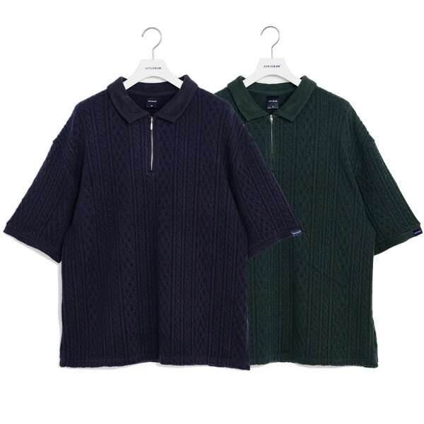 正規取扱店 アップルバム APPLEBUM 送料無料 Zip Polo Shirt サマーニット ポロシャツ ハーフジップ 全2色 M-XL 2310106