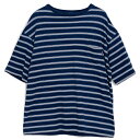 K戵X Abvo APPLEBUM  Indigo Border Pocket T-shirt  TVc {[_[ lCr[ M-XL 2311131