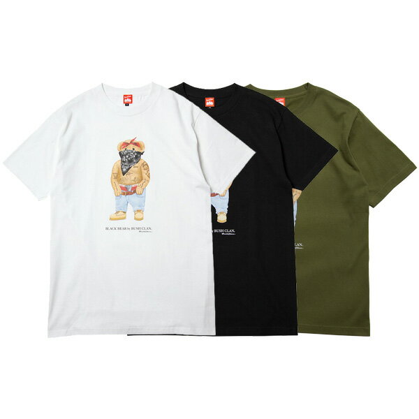 正規取扱店 ブッシュクラン Tシャツ 送料無料 BUSH CLAN 2Pac Bandanna Bear S/S Tee bushclan メンズ 半袖 tシャツ ティーシャツ 全3色 M-XXL BC23SUM-11