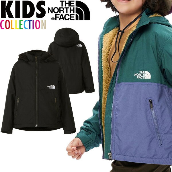 楽天CASSETTE　PUNCHノースフェイス キッズ コンパクトノマドジャケット 送料無料 THE NORTH FACE Kids Compact Nomad Jacket ザ・ノース・フェイス 正規品 子供用防寒ジャケット 保温性 はっ水性 ユニセックス ブラック 110-150サイズ NPJ72257