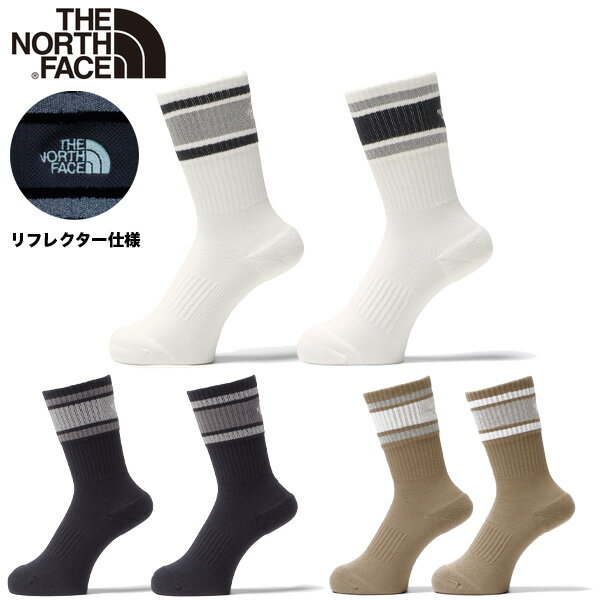 楽天CASSETTE　PUNCHポイント最大8倍 ノースフェイス ソックス THE NORTH FACE 靴下 2足セット メンズ レディース おしゃれ かっこいい シンプル 人気 ブランド ザ・ノース・フェイス オーガニックコットン 抗菌 防臭 蓄光 反射 TNF リフレクト 2P クルー プレゼント オールシーズン NN82414