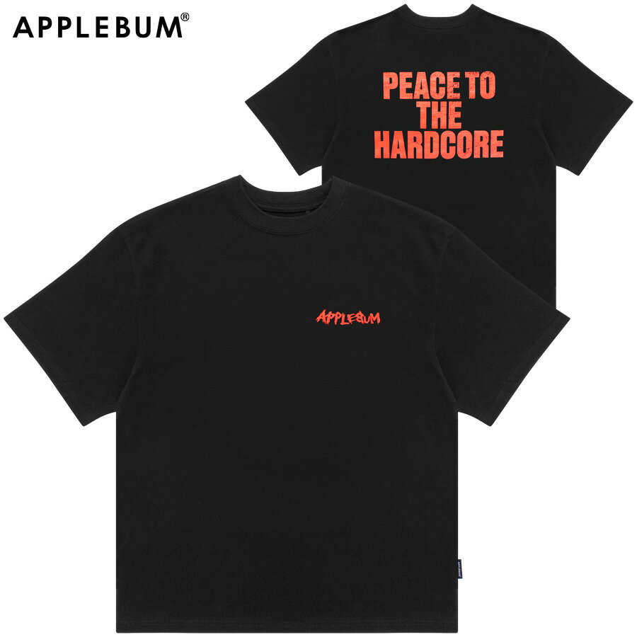 楽天CASSETTE　PUNCHアップルバム Tシャツ APPLEBUM HARDCORE T-SHIRT 12oz メンズ レディース 半袖Tシャツ ストリート系 ヘビーウェイト ブラック 大きい サイズ ゆったり リラックス おしゃれ カジュアル ストリート ファッション プレゼント ギフト 2511104