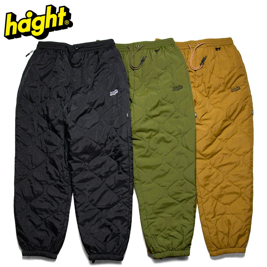 楽天CASSETTE　PUNCHHAIGHT ヘイト キルティング トラックパンツ 中綿入り QUILTING TRACK PANTS ワイドパンツ ウェーブキルト ナイロン ミリタリー メンズ レディース ブラック オリーブ サンド セットアップ 防寒 軽量 プレゼント ギフト HTAW-255002