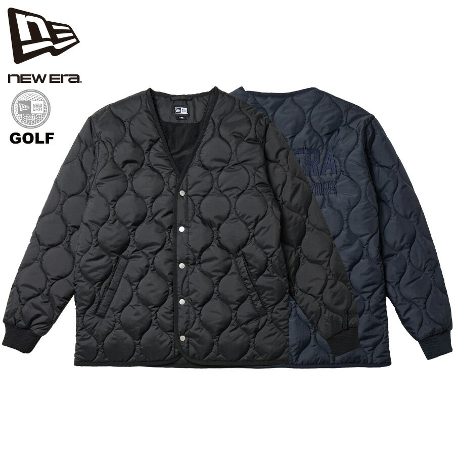 楽天CASSETTE　PUNCHニューエラ ゴルフ ジャケット アウター NEW ERA GOLF インサレーティッド キルティングジャケット ブラック ミリタリー カーディガン メンズ 保温 軽量 秋冬 ゴルフウェア セットアップ ニューエラゴルフ ファッション NEWERA 14669884 14669883