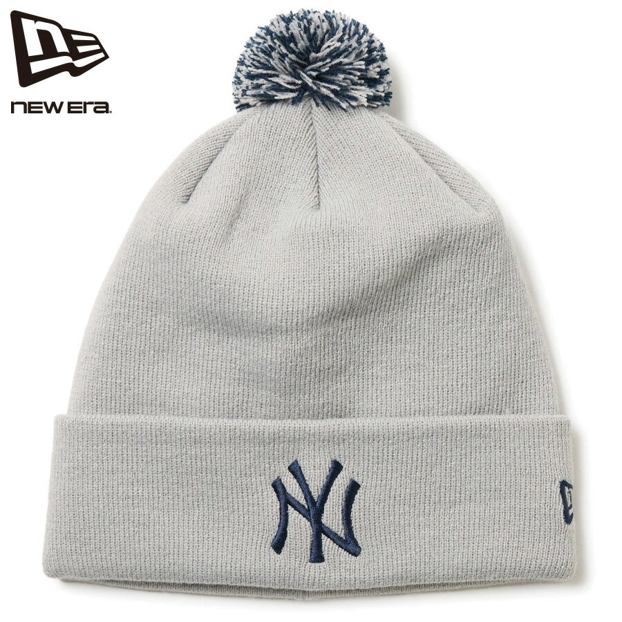 ニューエラ ニット帽 ヤンキース NEW ERA ニューヨーク・ヤンキース グレー ニットキャップ MLB 防寒 ニューエラキャップ ぽんぽん アクリル リブ編み 秋冬 通学 通勤 ストリート NEWERA POM-PON KNIT NY YANKEES CAP プレゼント ギフト 14669954
