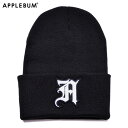 APPLEBUM アップルバム ニットキャップ A KNIT CAP ビーニー ニット帽 ブラック メンズ レディース ストリート 90s ヒップホップ 刺繍 ...