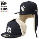 ニューエラ キッズ キャップ ヤンキース NEW ERA Youth 59FIFTY ドッグイヤー ニューヨーク ヤンキース ネイビー Youth 子供用 帽子 秋冬 ボア付き 耳当て付き 防寒 ニューエラキャップ 男の子 女の子 深め NEWERA NY Yankees 通学 小学生 プレゼント ギフト 14671655