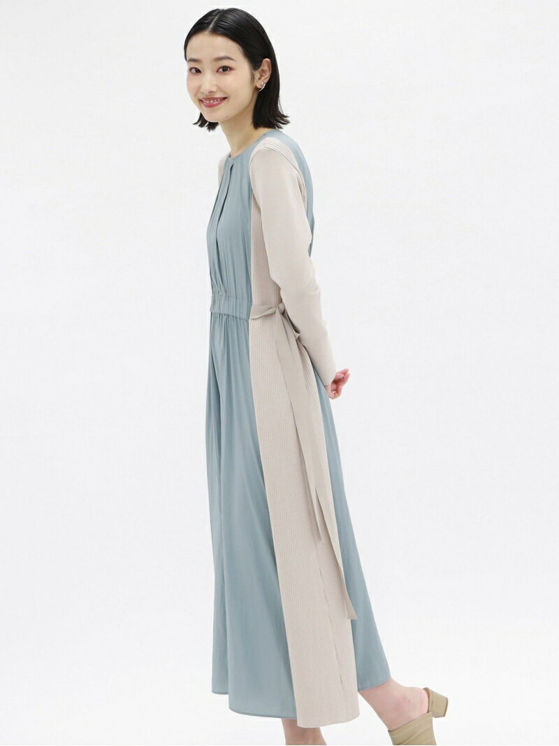 【SALE／30%OFF】バイカラーニットドレス CAST: キャスト コロン ワンピース シャツワンピース ブルー ネイビー【RBA_E】【送料無料】[Rakuten Fashion]のサムネイル