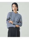 【着用しわ軽減/吸水速乾】ニットコンビストライプブラウス CAST: キャスト コロン トップス その他のトップス グレー ブルー【送料無料】[Rakuten ...
