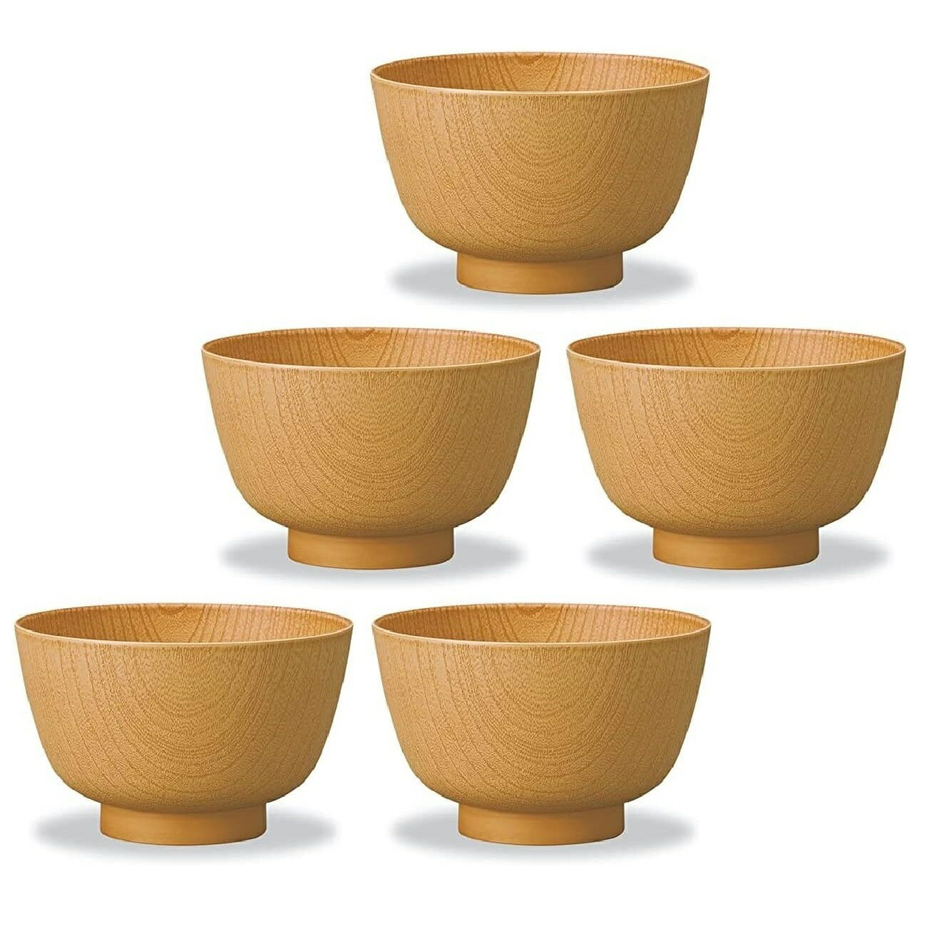 山中漆器 山中塗 レンジ対応 ナチュラル 京型欅 杢目 汁椀・家庭用電子レンジ・家庭用食洗機対応(5客組)