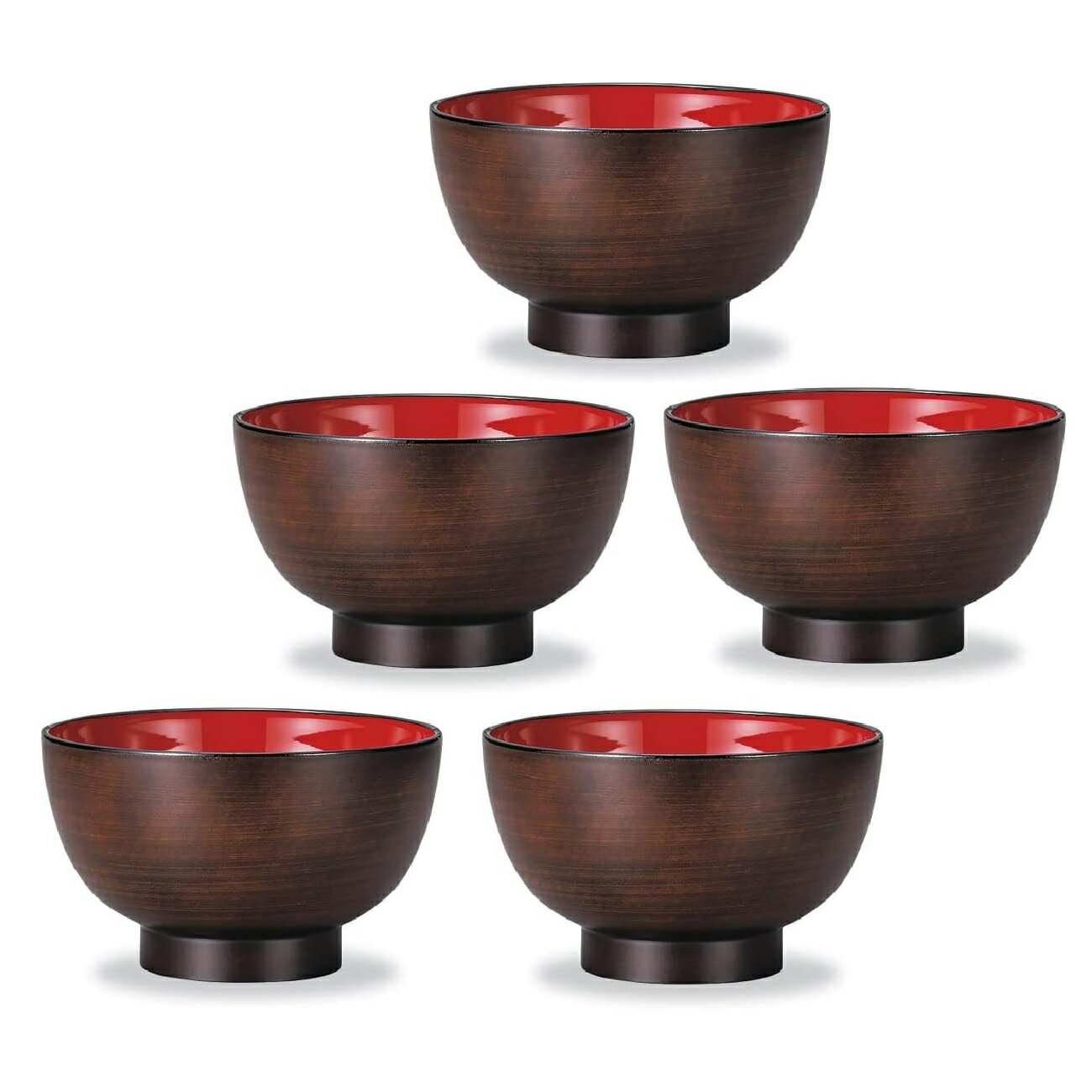 Rakuten - 山中漆器 山中塗 レンジ対応 4.2大汁椀 栃塗・家庭用電子レンジ・家庭用食洗機対応(5客組)