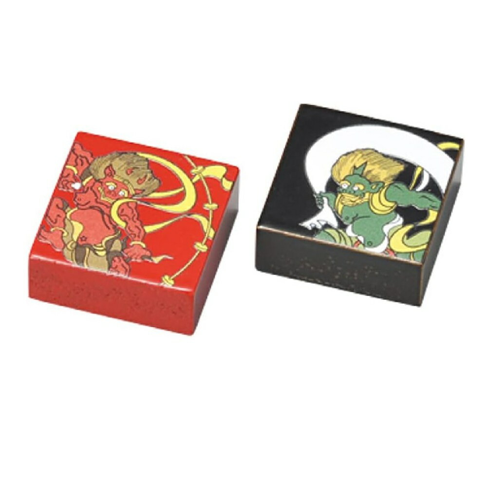越前漆器 マグネット・ペア 朱・黒 (風神・雷神)