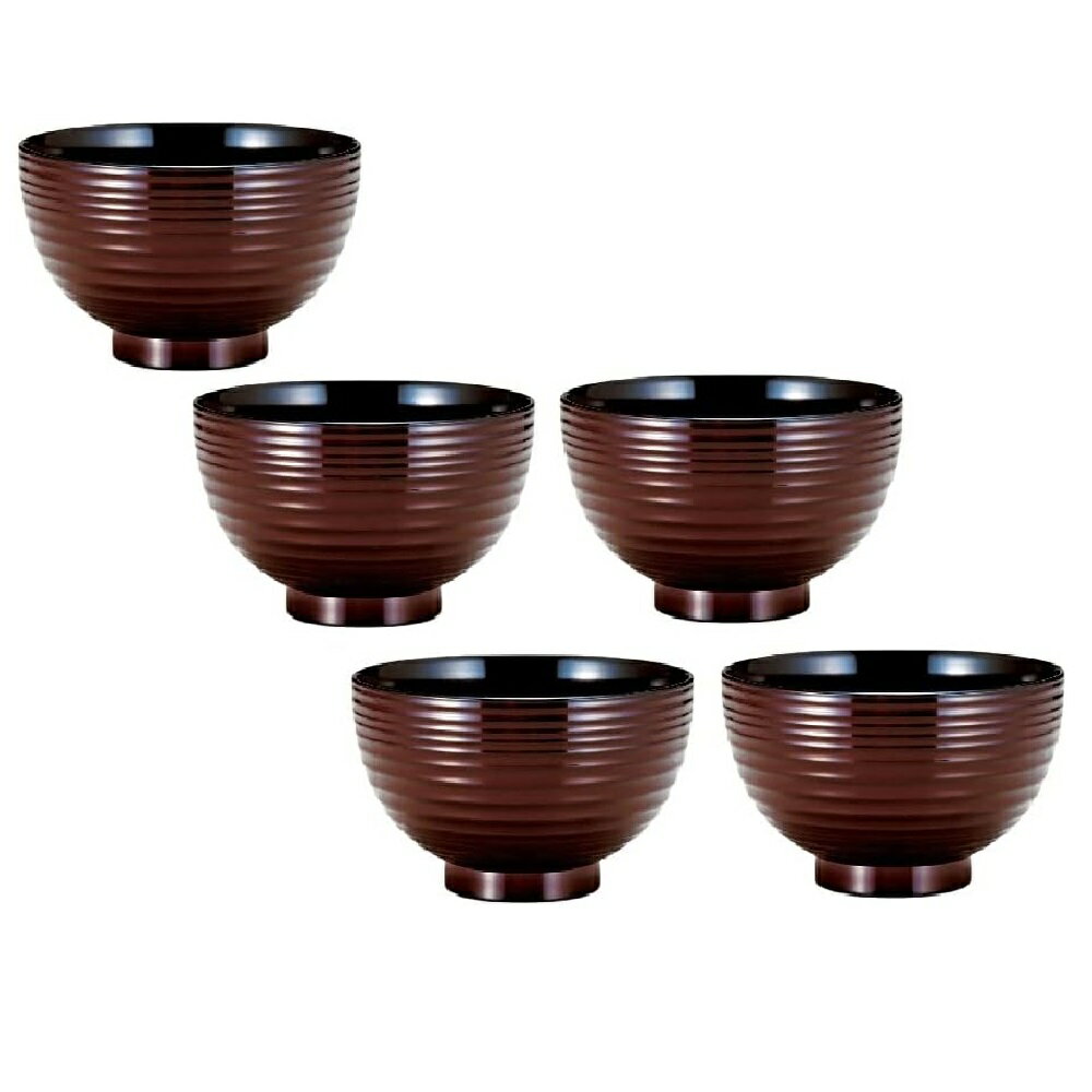 Rakuten - 越前漆器 漆遊館 越前塗り 溜内黒 ロクロ汁椀　食洗機・レンジ対応(5客組)