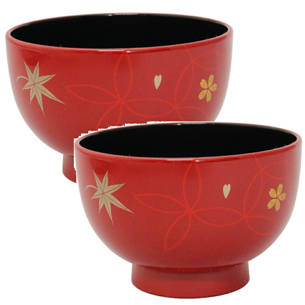 Rakuten - 越前漆器 漆遊館 越前塗り 朱内黒 七宝 汁椀　食洗機・レンジ対応(2客組)