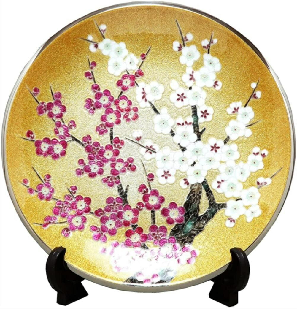 乐天商城 - 七宝焼き 紅白梅 飾皿 丸形 9 (直径270mm)