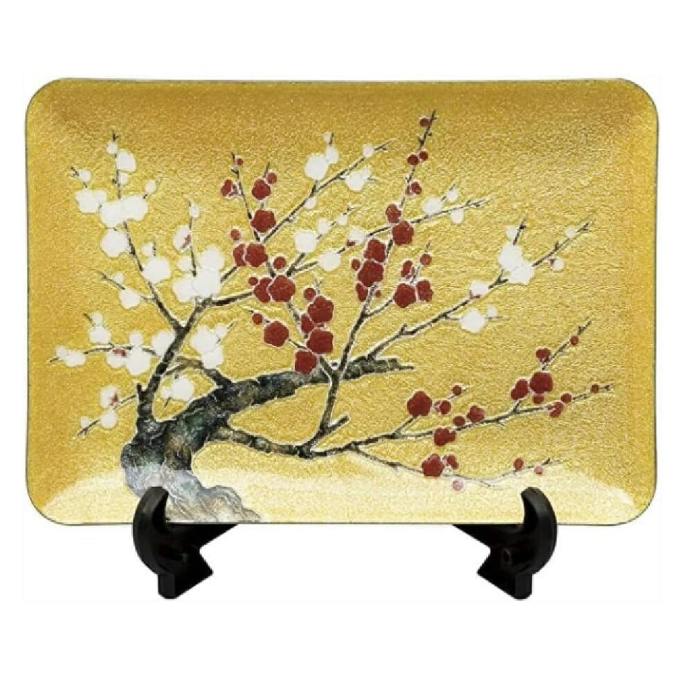 China Ornaments - 七宝焼き 紅白梅 飾皿 57 (縦150mm×横210mm)