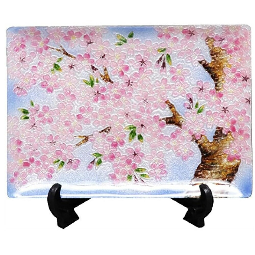 七宝焼き 桜 飾皿 57 (縦150mm×横210mm)