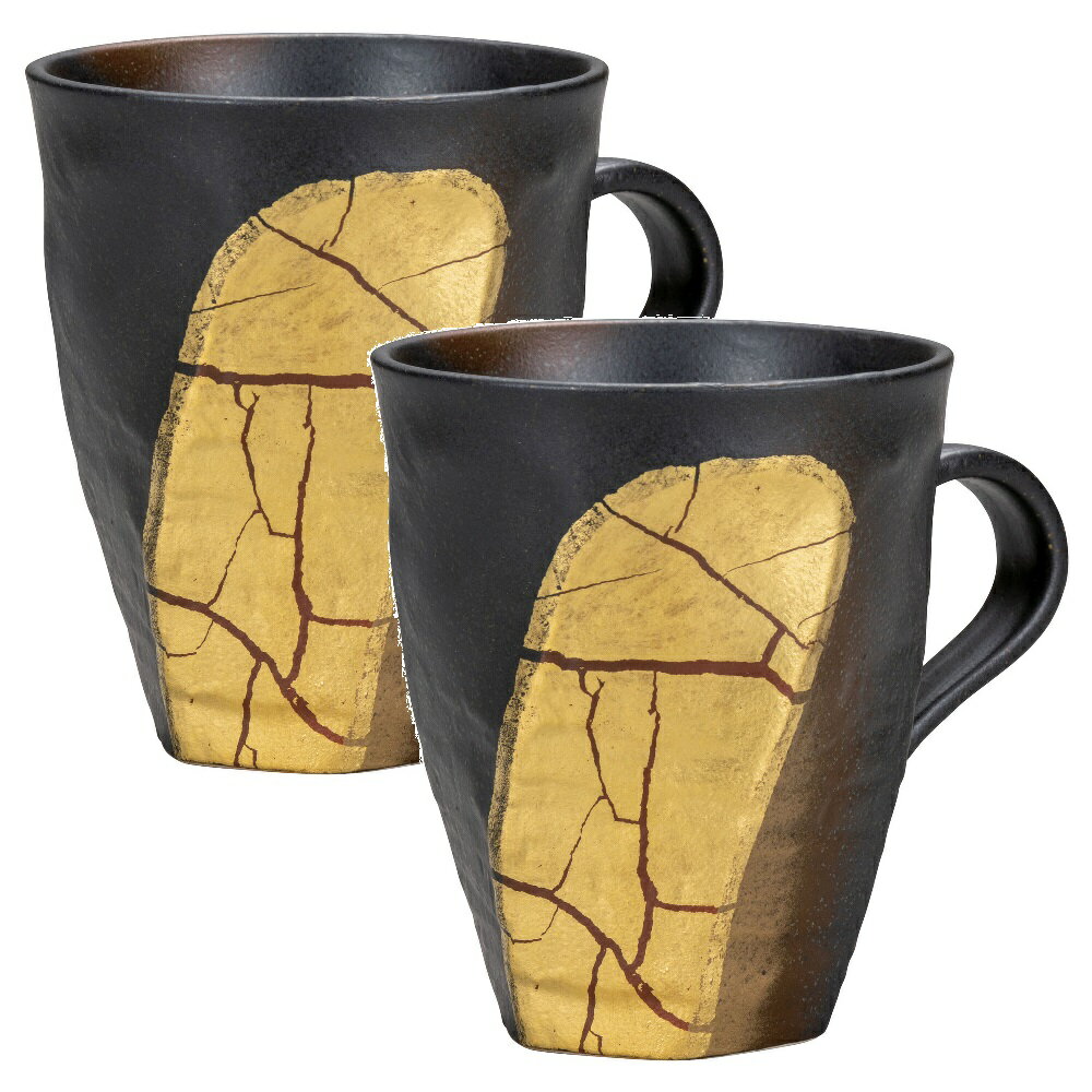 日本の伝統工芸品【九谷焼】マグカップ 金箔彩（2客組）