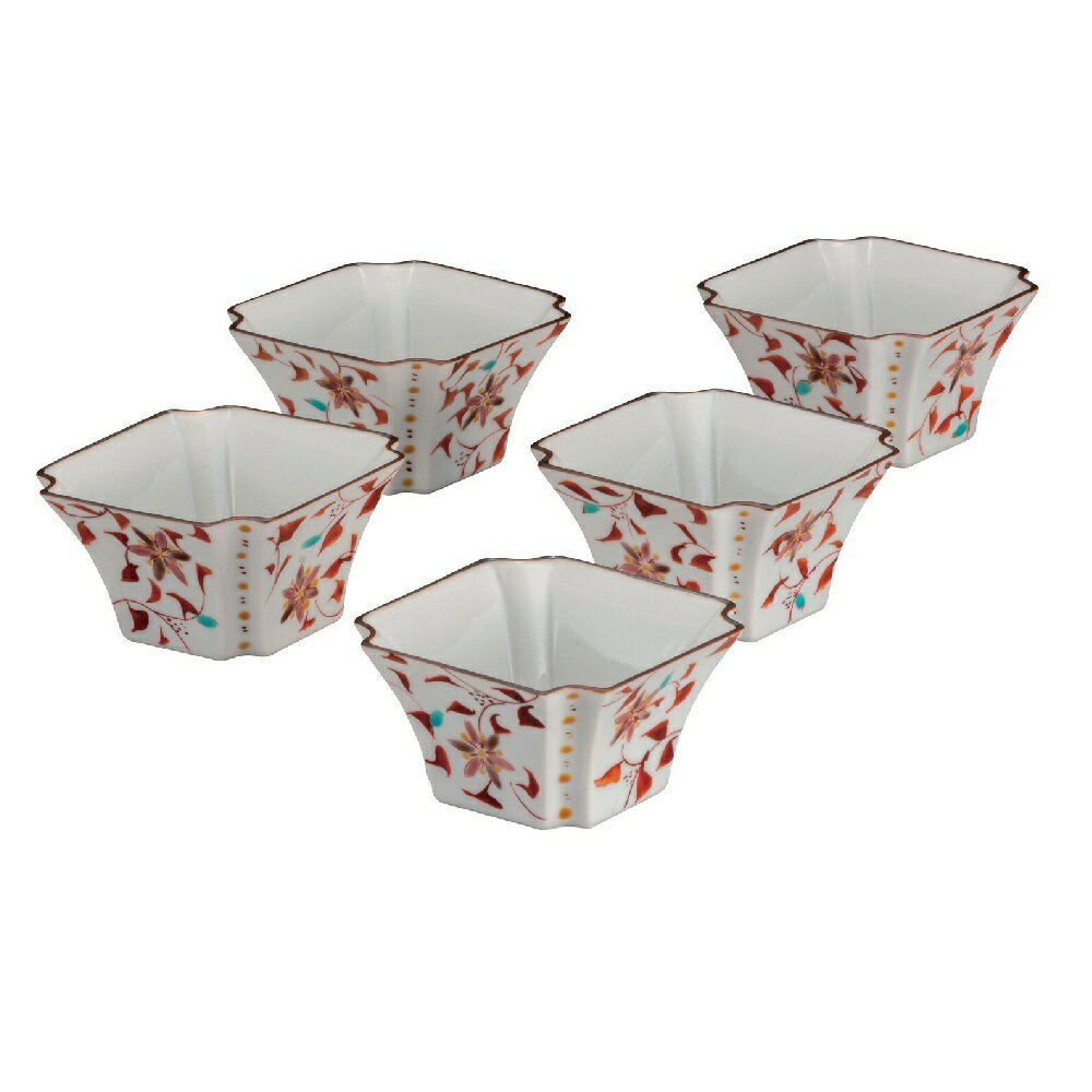 日本の伝統工芸品【九谷焼】2.5号小鉢揃 花唐草（5客組）