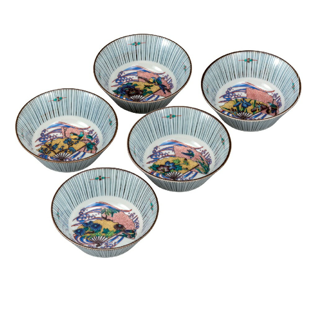 樂天商城 - 日本の伝統工芸品【九谷焼】4.5号小鉢揃 扇絵変り（5客組）