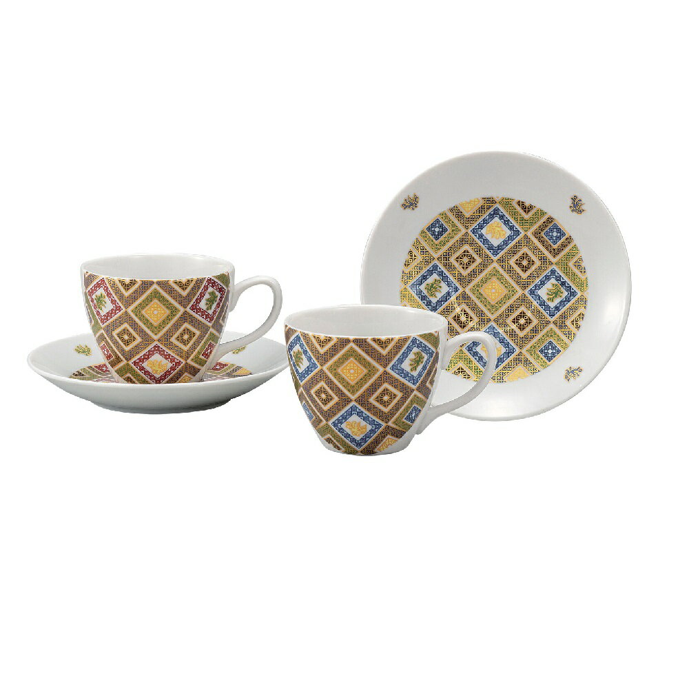 日本の伝統工芸品【九谷焼】ペアコーヒー 金彩石畳