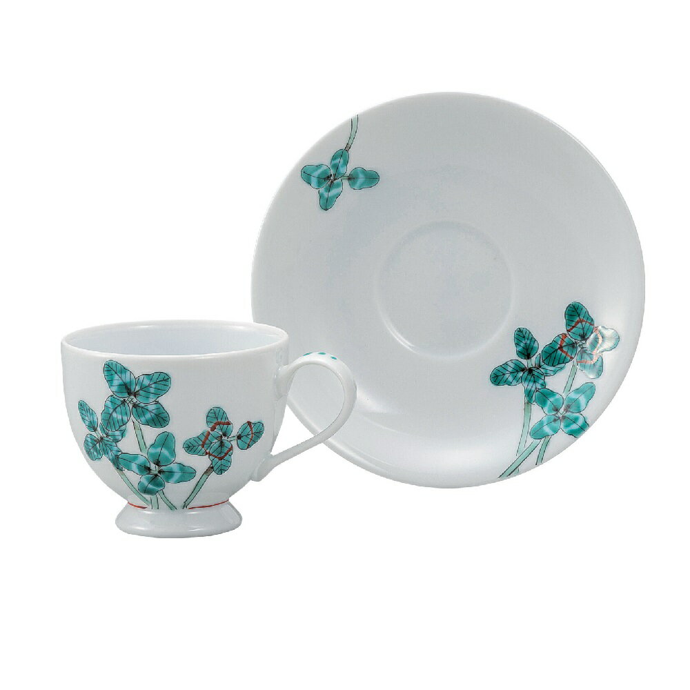 日本の伝統工芸品【九谷焼】カップ＆ソーサー クローバー 大志窯