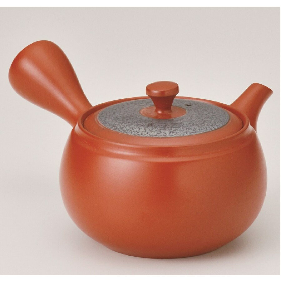 常滑焼 急須【深蒸し急須/帯網茶こし急須】朱泥福中蓋ラスター帯網急須 竹春作