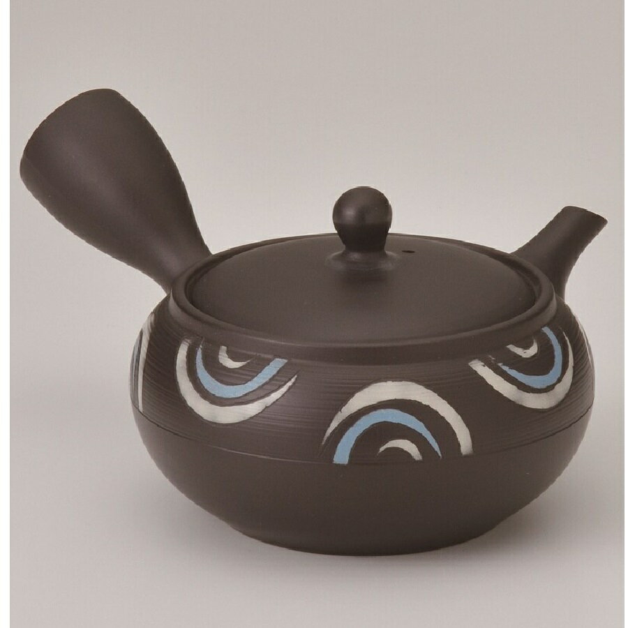 常滑焼 急須【陶製茶こし急須/セラメッシュ】福寿波模様黒急須 陶聖作