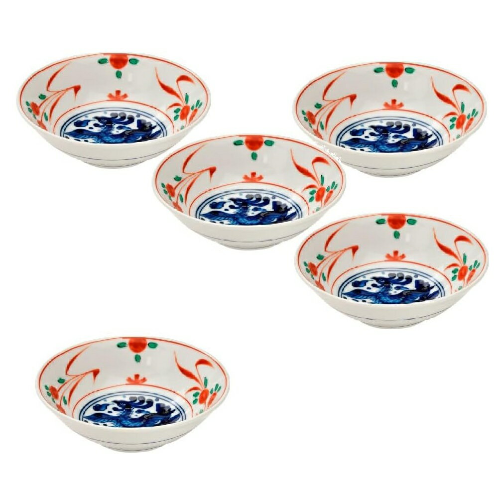 Rakuten - 美濃焼 赤絵花 小鉢（5客組）径14.5x4.5cm