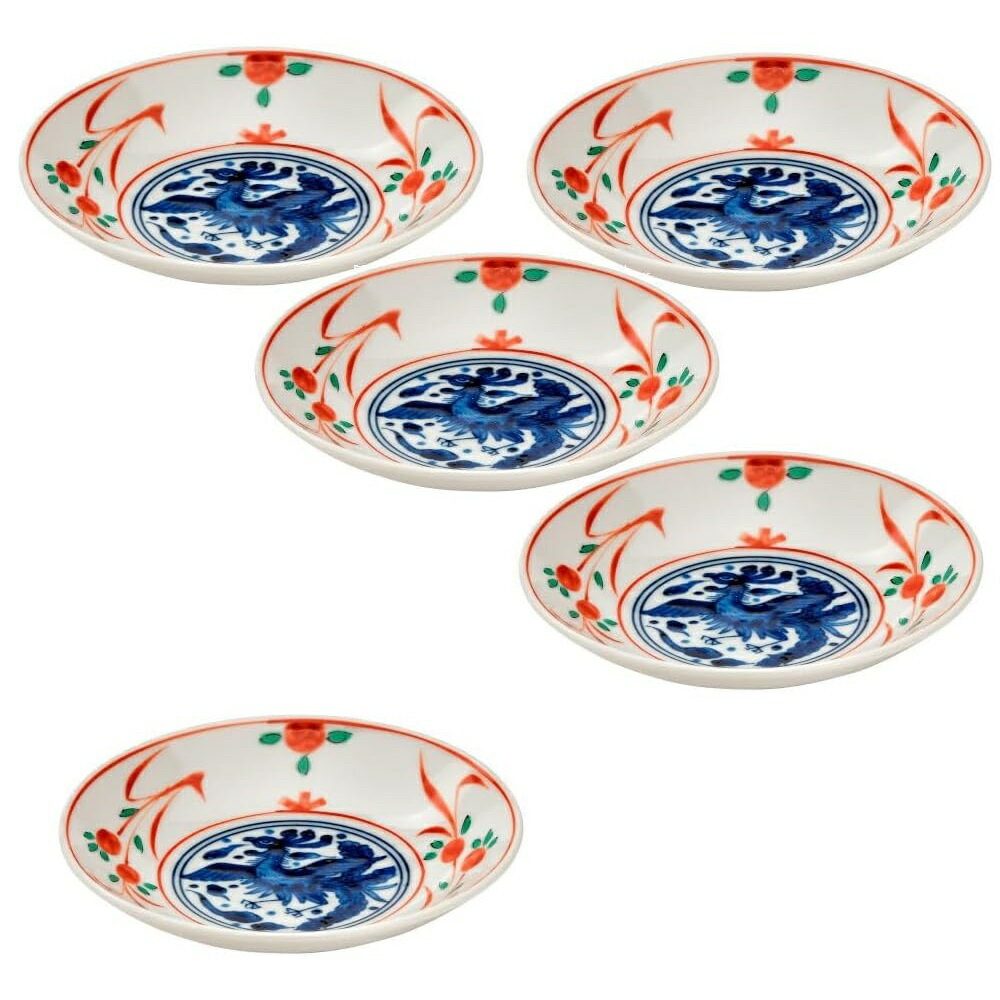 Rakuten - 美濃焼 赤絵花 煮物鉢（5客組）径17x4cm