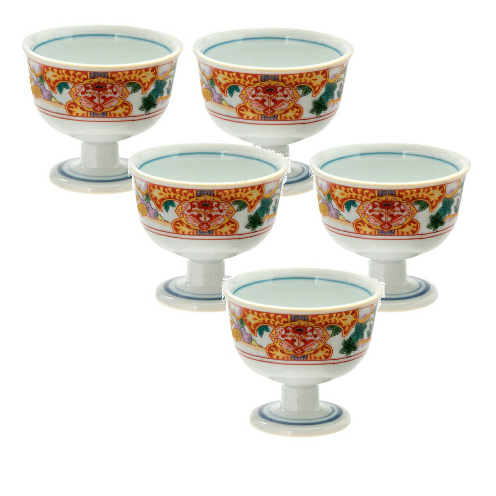 乐天商城 - 美濃焼 吉祥鹿絵 高台珍味（5客組）径8x高7cm