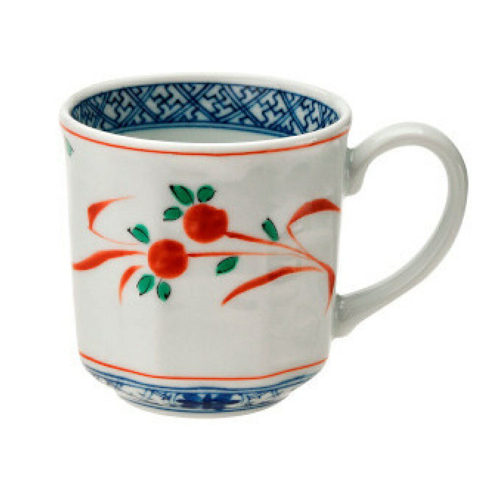 美濃焼 赤絵花 マグカップ（径8.5x8.5cm）