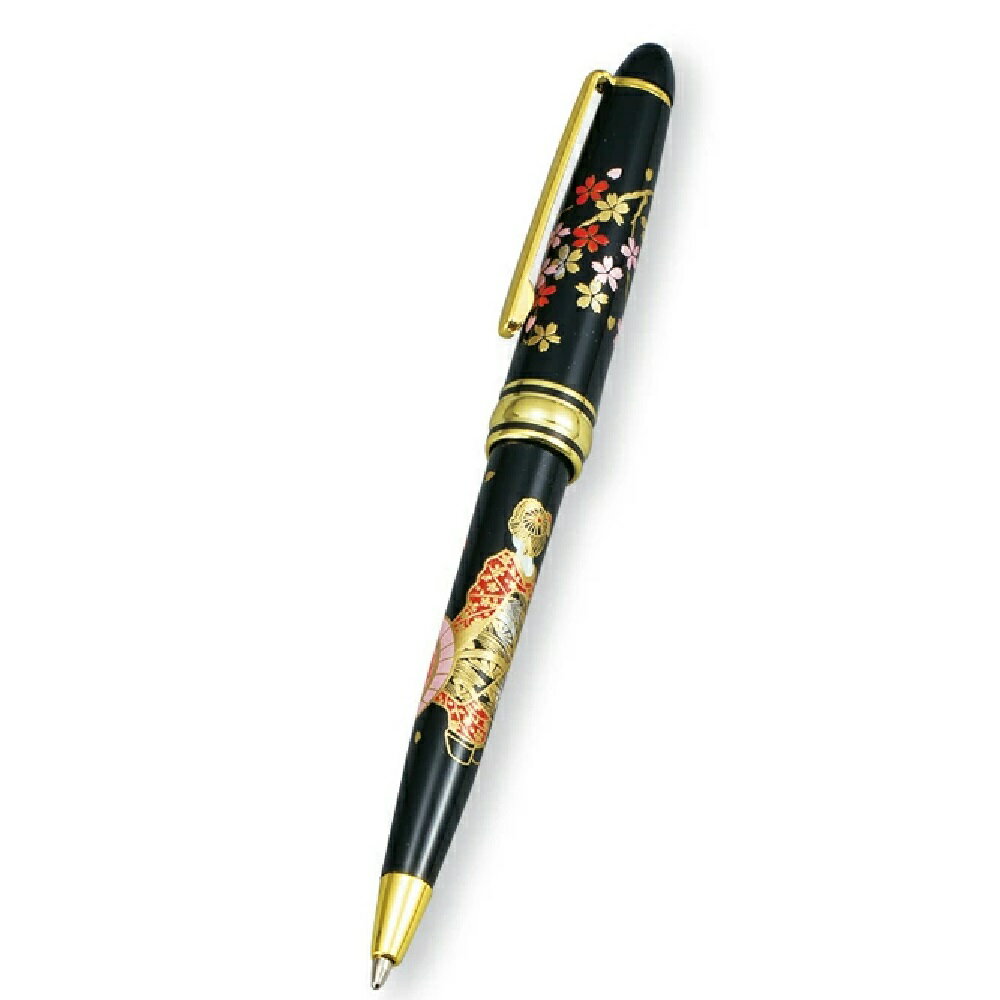山中漆器 山中塗 漆芸 ボールペン (黒) (舞妓さん)